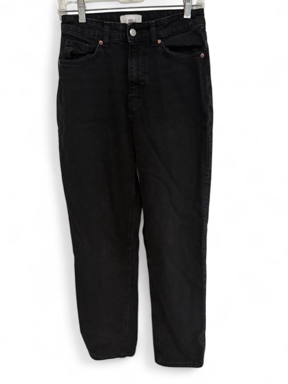 H&M BLACK HIGH RISE STRAIGHT LEG DENIM JEANS SIZE 6